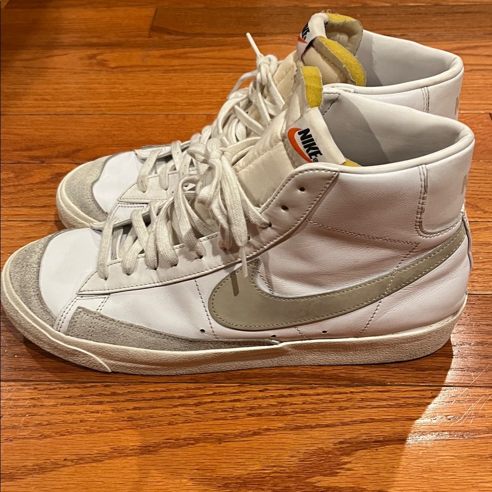 Nike Blazer High-Top Sneakers in White and Gray